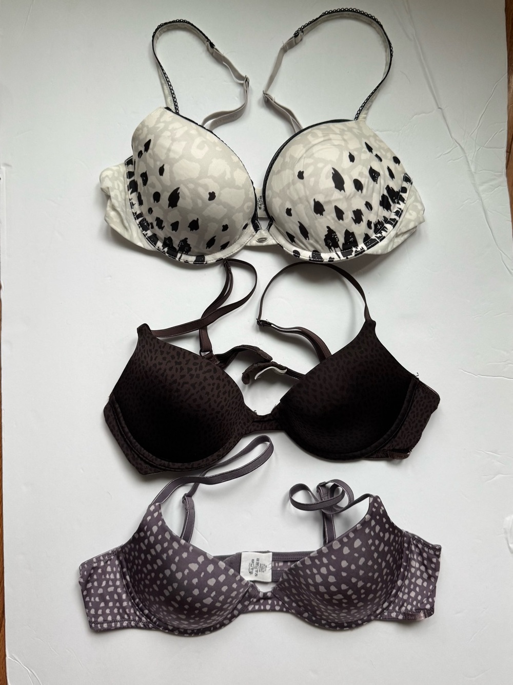 Calvin Klein Mixed Pack: White/Black, Brown, Gray Pattern Bras